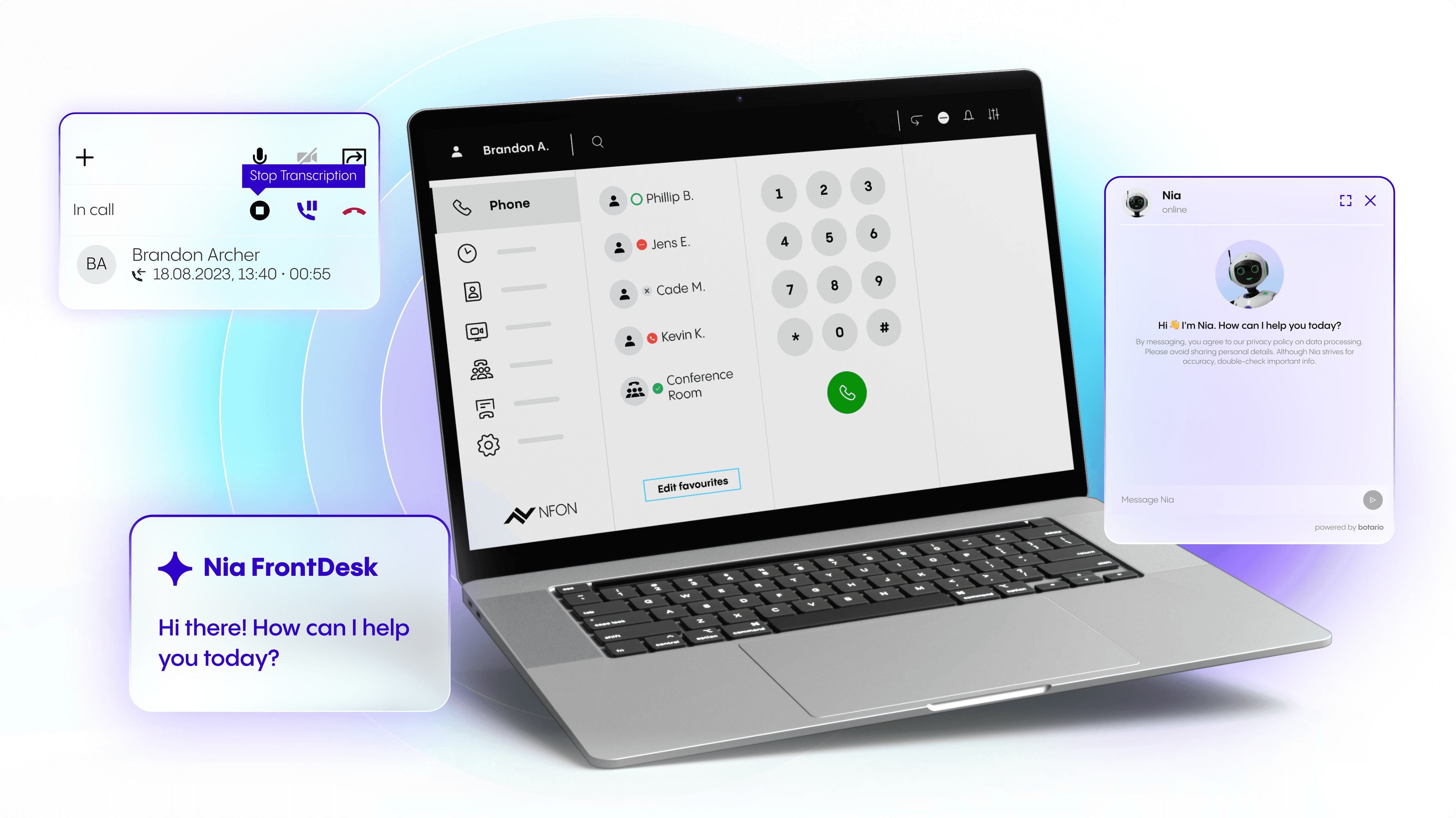 NFON AI call analytics and hosted voice features
